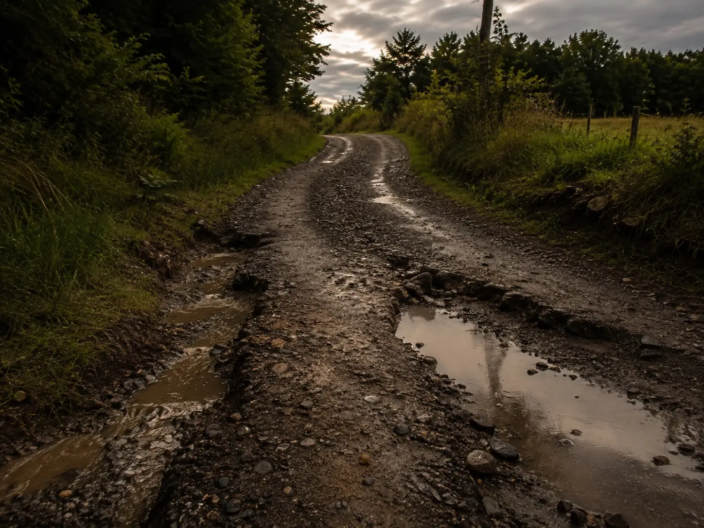 Rutted gravel driveway needing repair